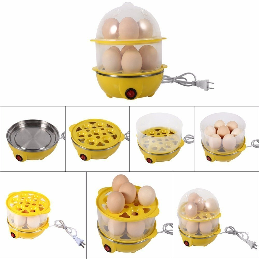 Plastic Yellow Double Layer Egg Boiler, Capacity: 14, Input Power Supply: 350 W