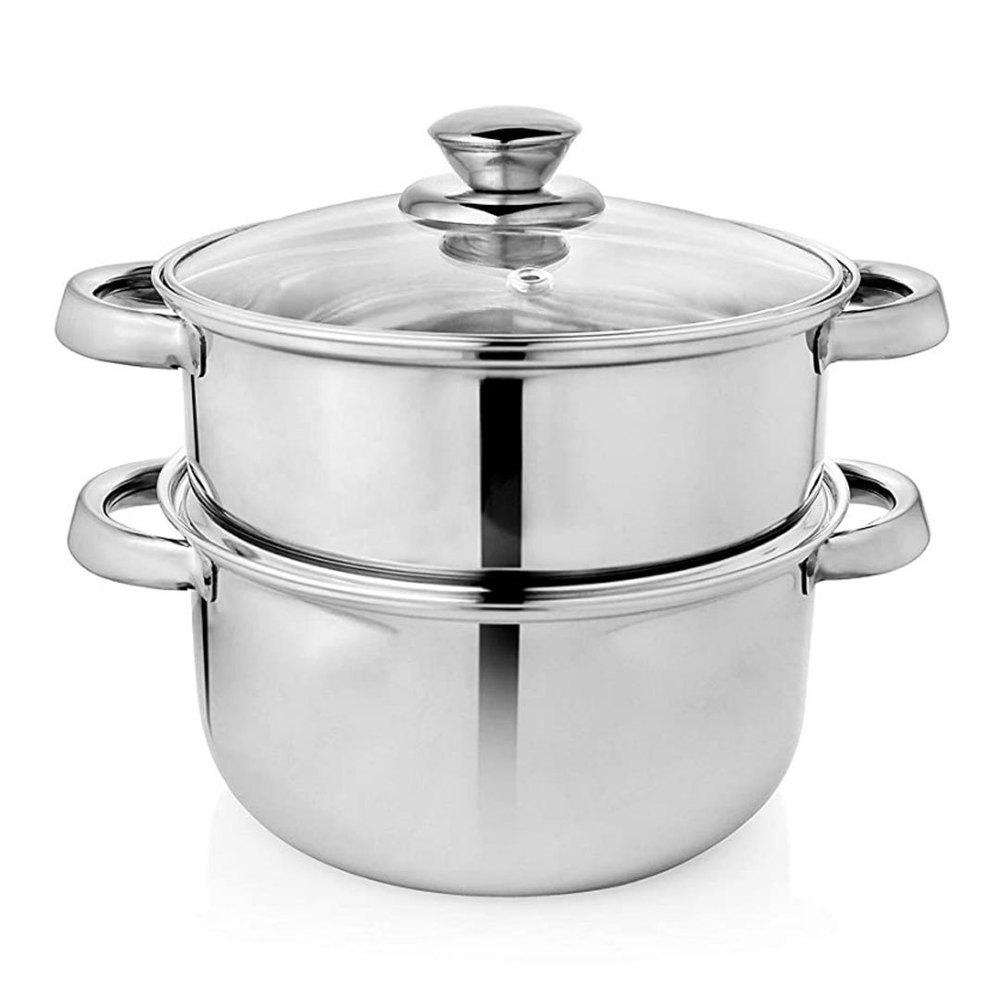 Fableart Round Stainless Steel 2 Tier Steamer Set, For Kitchen, Size: 20.5 cm