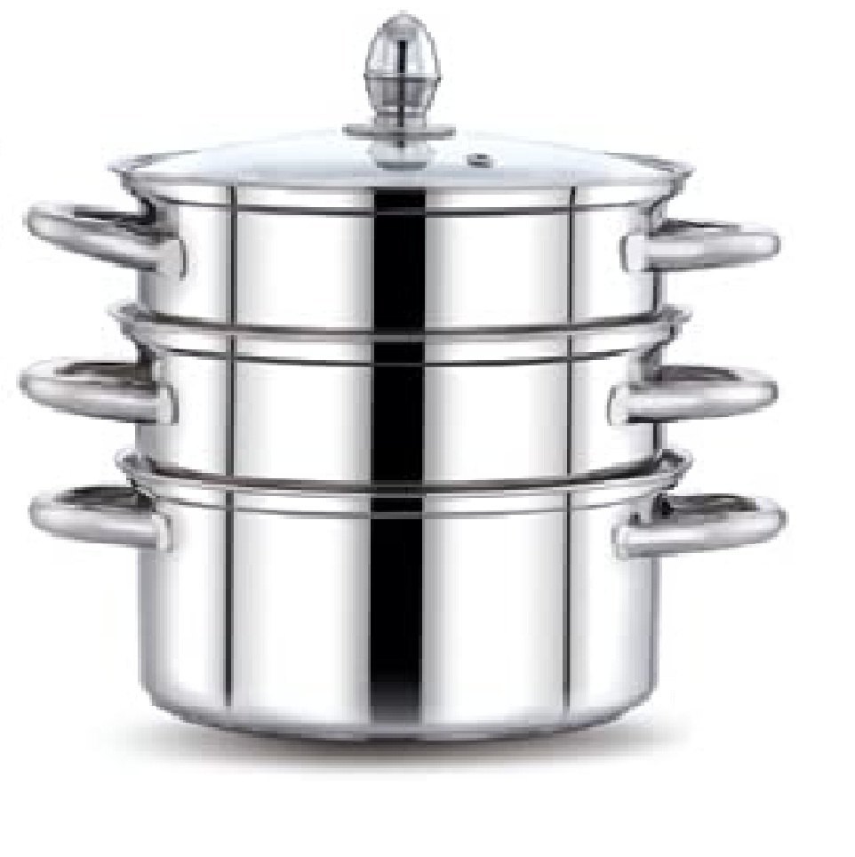 Praylady Stainless Steel 3PLY 3 tier steamer pot - 24 cms, Capacity: 2 Litres, Size: 20x20x18