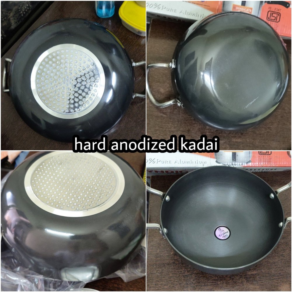Aluminium Round Hard Anodized Kadai Set, Capacity: 1-8 Litres, Size: 1-7