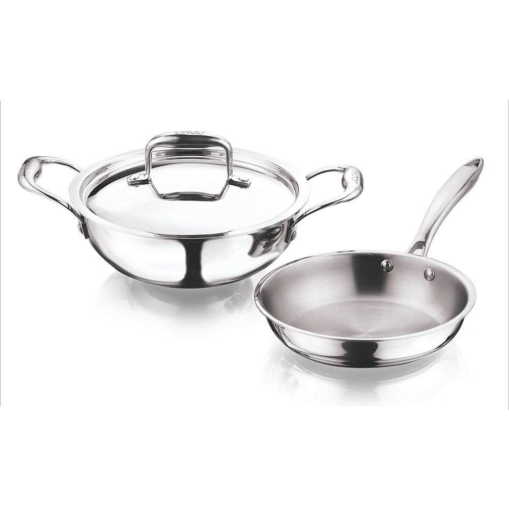 Vinod Platinum Triply Stainless Steel Combo Set - 2 Pieces, Induction Friendly img