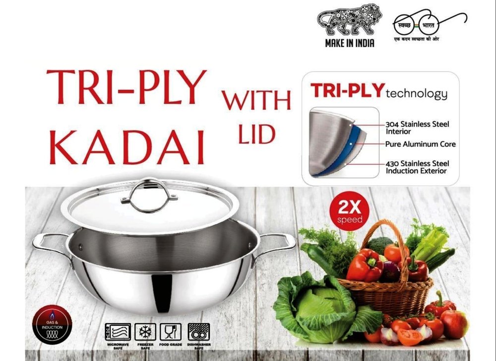 Triply Cookware KADHAI SIZE 22 -2200 ML
