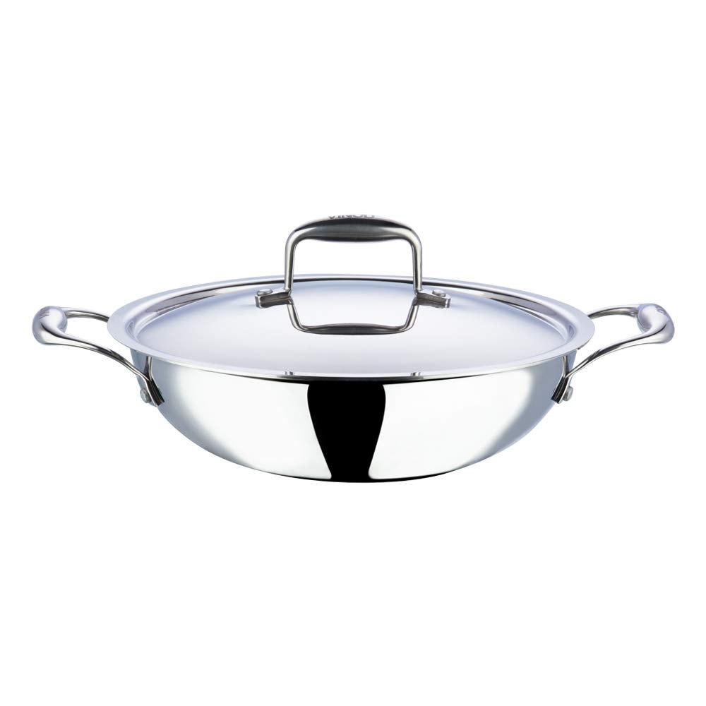 2 Pieces Round Stainless Steel Lid Kadhai, For Home, Capacity: 2.5L