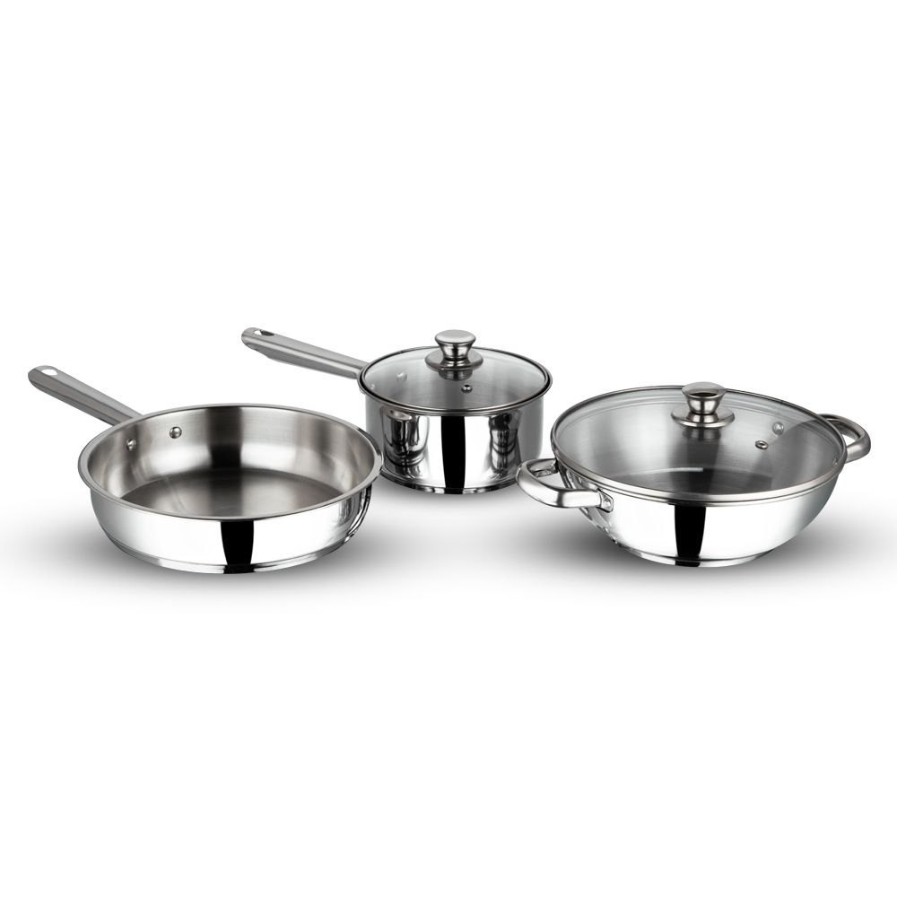 Vinod Stainless Steel Modena Cookware Set - 3 Pieces (Induction Friendly)