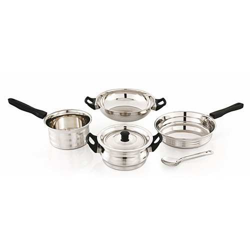 Stainless Steel Mirror Finish Induction Base Cookware Set 5 Pcs For Kitchen