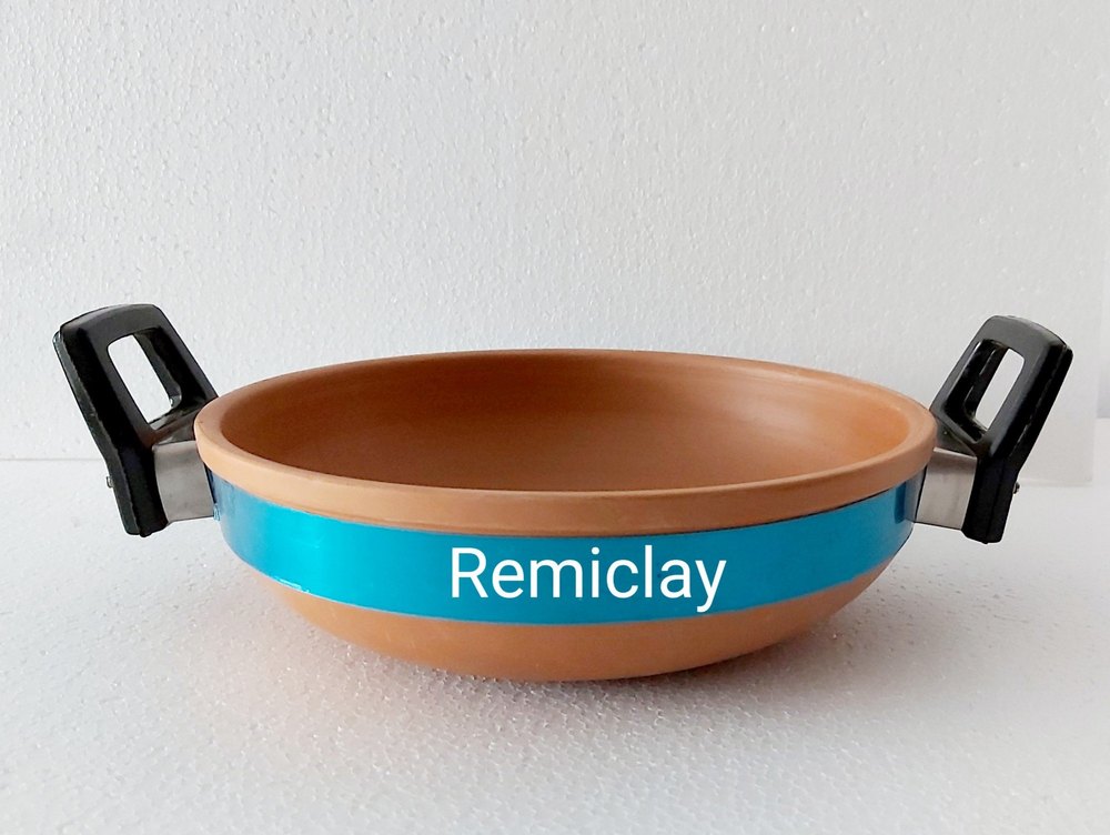Remiclay 1 Piece Terracotta Earthen Kadai, Model Name/Number: Rm -55, Size: 1 L