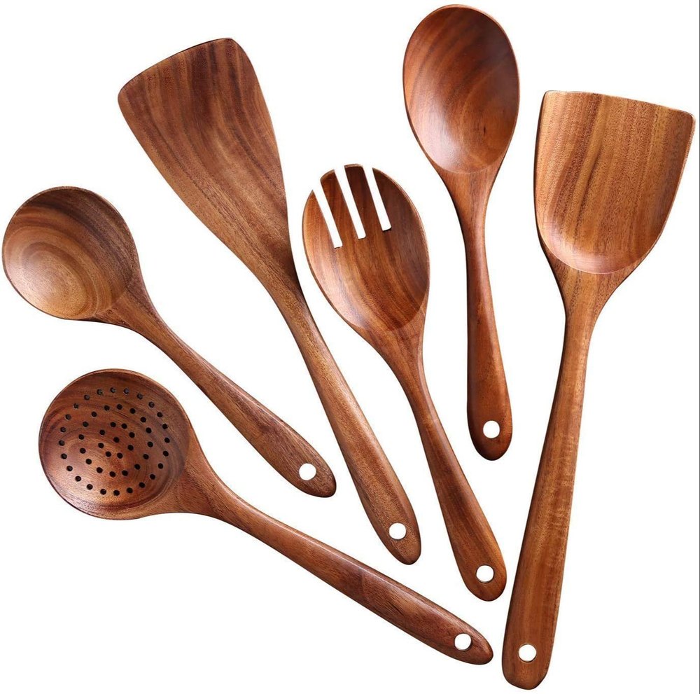 Handicrafts Goods 6 Kitchen Wooden Spatula Set, Size: Standard