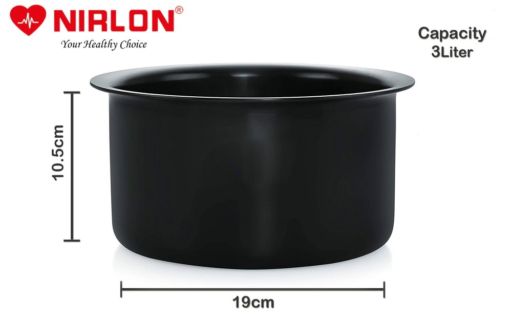 Black Aluminium Nirlon 19 cm 3 L Hard Anodised Tope Cook Pot, For Home