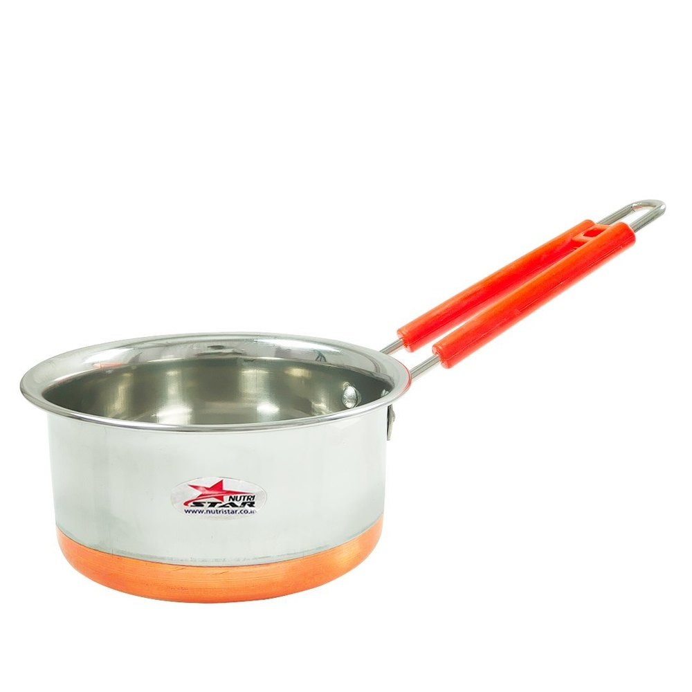 Stainless Steel Copper Bottom Sauce Pan, For Home, Round Cylidrical