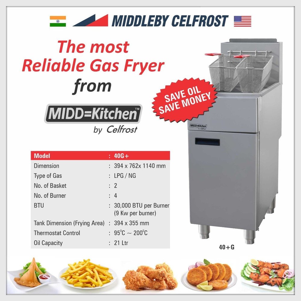 40+ G MIDKITCHEN SINGLE TANK MANUAL GAS FRYER, For Commercial img