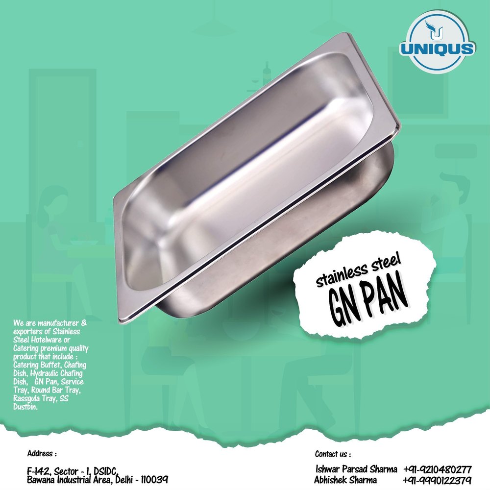 Stainless Steel Gastronorm Pan, For Restaurant, Capacity: 3 Litre