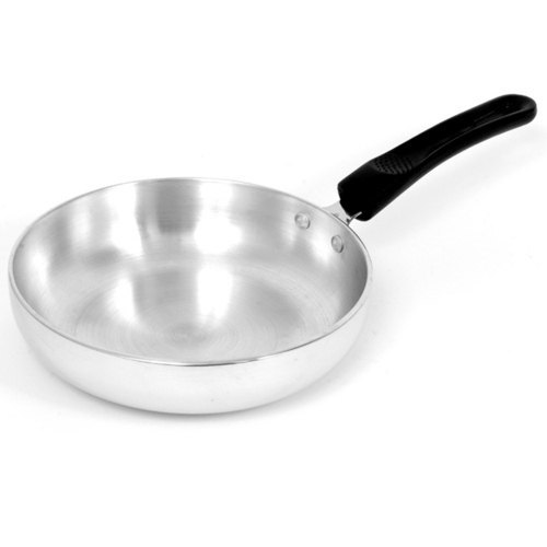 PVC Steel Wire Steel Polished Flat Bottom Aluminium Frypan, For Kitchen