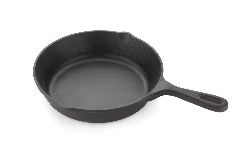 Black Decent Cast Iron Frying Pan with Assist Handle, For Home