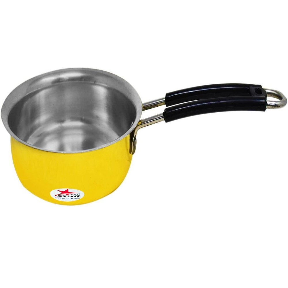 999 Brass Cooking Pot. Brass Sauce Pan With Tin Coating On Inside Surface, Shape: Round, Size: 6Inch