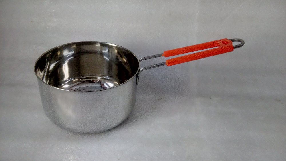 Induction Bottom Sauce Pan Wire Handle, 14 cm Diameter Silver for Kitchen