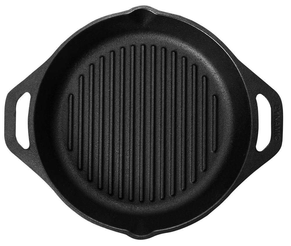 Dynamic Cookwares Black Cast Iron Round Grill Pan, For Cooking, Size: 10 Inch Diameter