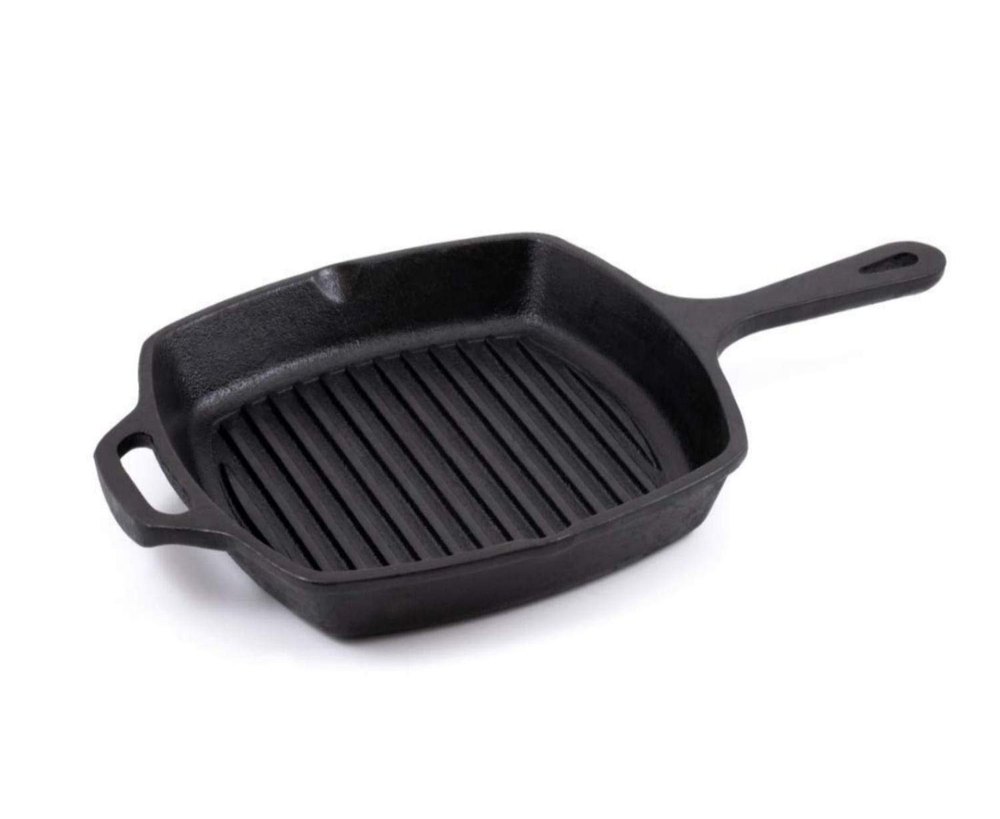Black Preseasoned Grill Pan Cast Iron With Handle