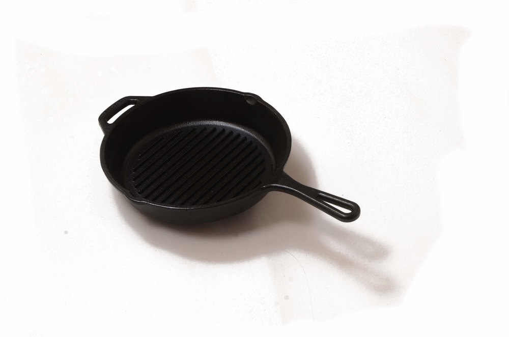 A-STAR Black Cast Iron Grill Pan, Cast Iron Pre-Seasoned Grill Pan 10 Inches, For Kitchen, Round