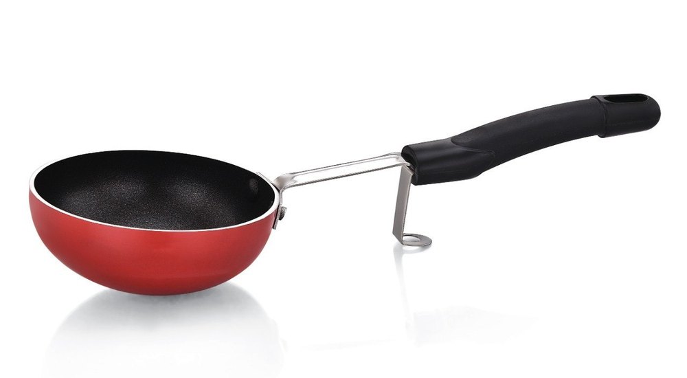 Black and red TWIN BIRDS NON STICK AROMA TADKA PAN, For Kitchen img