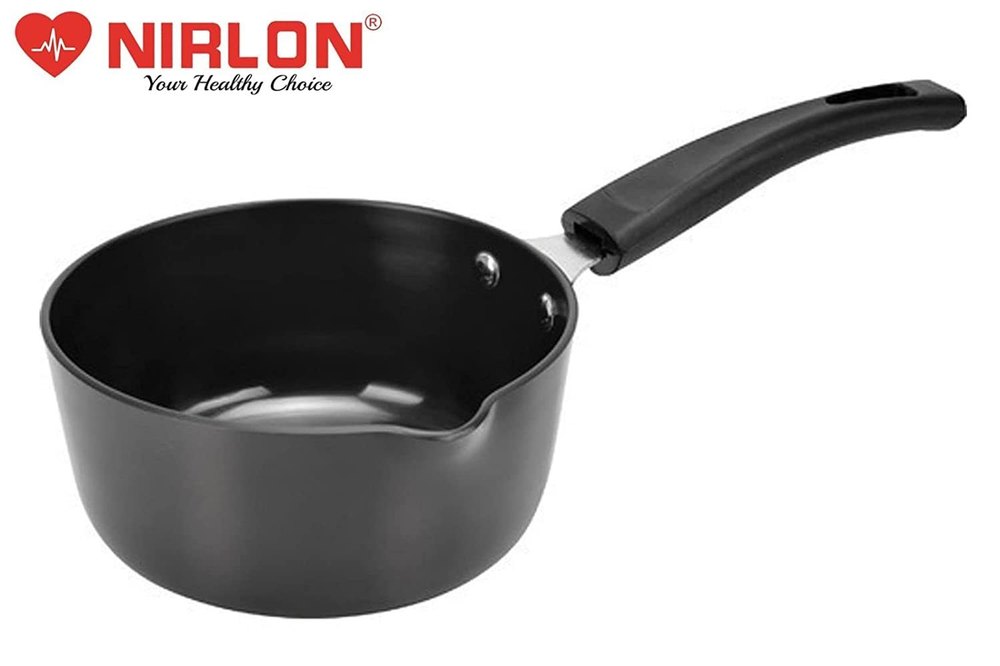 Black Aluminium NIRLON Hard Anodized Sauce Pan with Bakelite Handle 1.6 Liter, For Home, Size: 170MM
