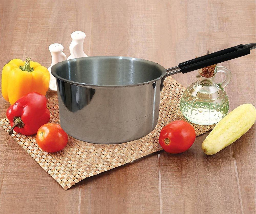 Looks good Aluminium Silver Touch Sauce Pan, For Home, Round