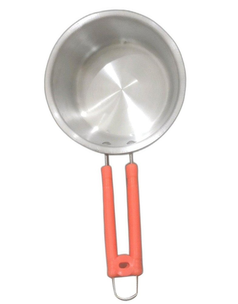 Silver And Orange 3kg Aluminium Saucepan, For Home, Round