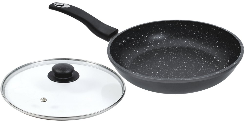 Ok Black Fry Pan With Glass Lid, For Home, Capacity: 1.2 Litre