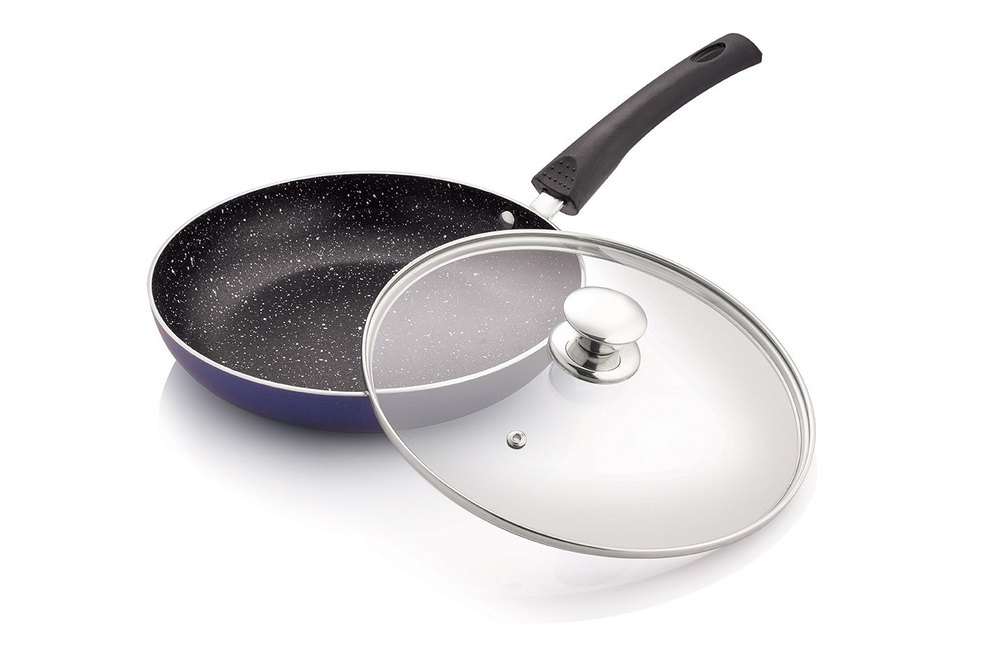 Teflon Aluminium Non Stick Fry Pan With Glass Lid, For Home