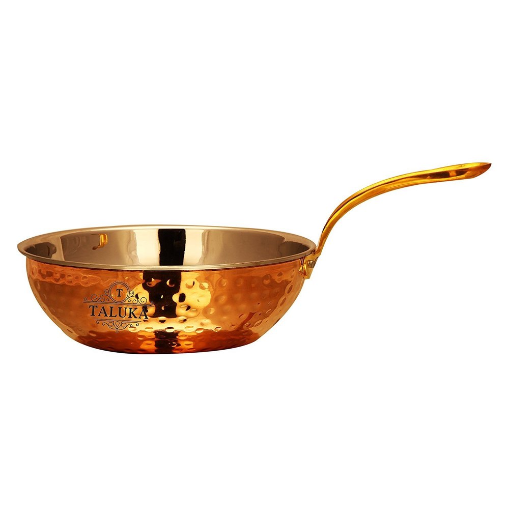 Taluka Brown Copper Fry Pan Tadka Pan, For Serving And Cookware, Oval
