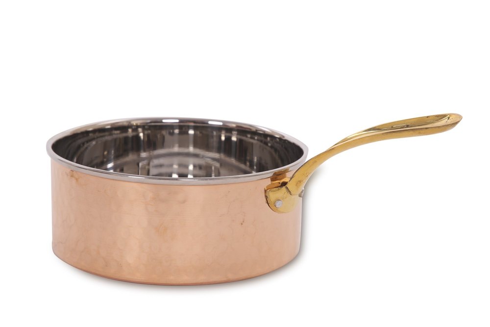 Vaasa Mimansa Golden-brown Large Copper Fry Pan, Round