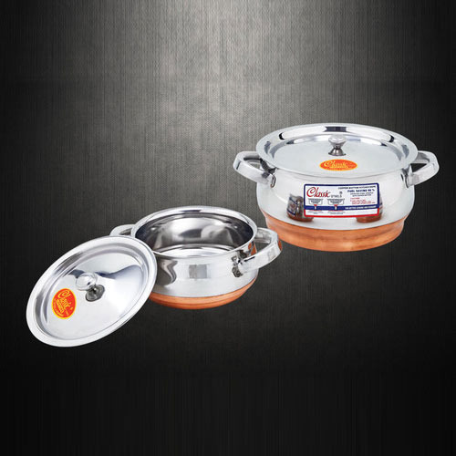 Silver Stainless Steel Copper Pan, For Home