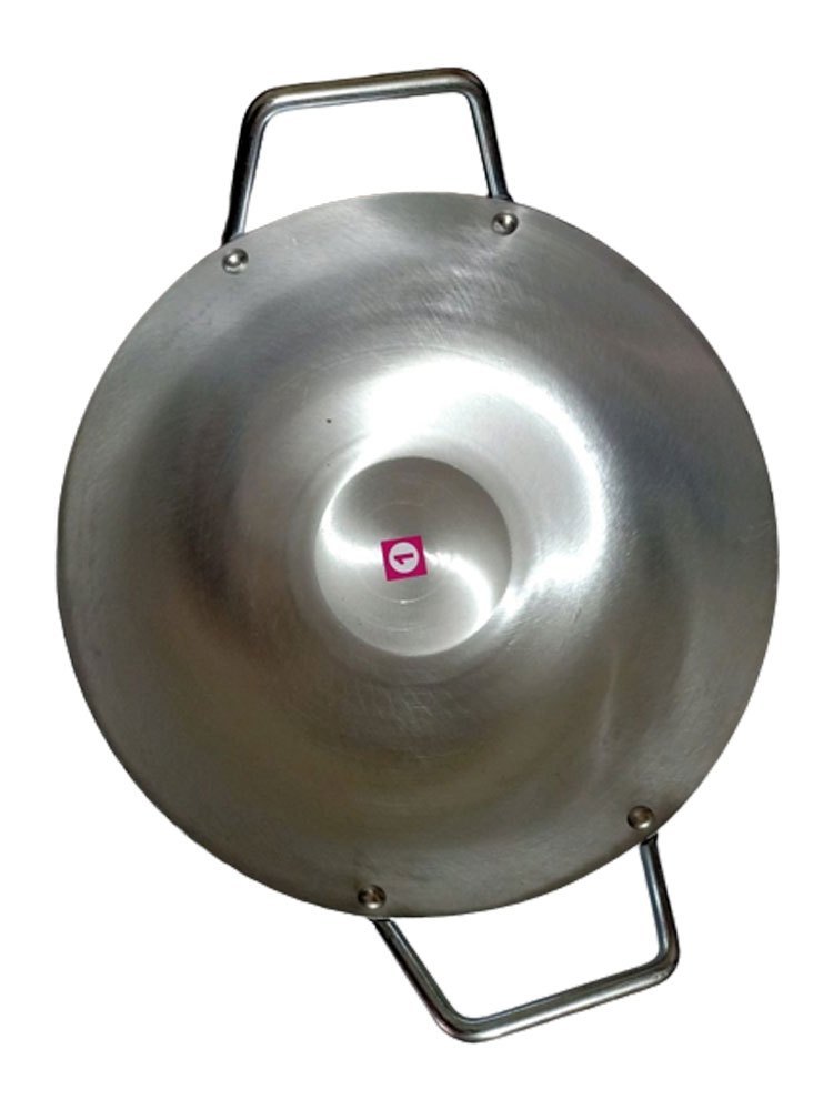 Silver Iron Chowmein Fry Kadai Pan, Round, Capacity: 1.5L img