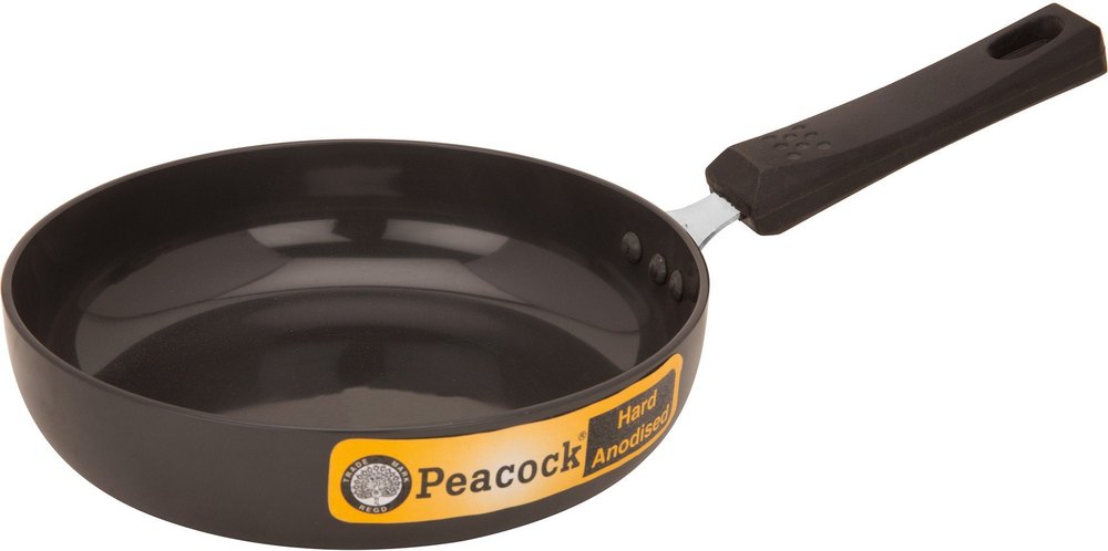 Aluminium Peacock Black Fry Pan, Round, Capacity: 0.5 Liter