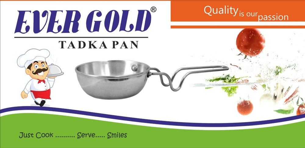 EVERGOLD Silver Aluminum Tadka Pan, For Home, Round
