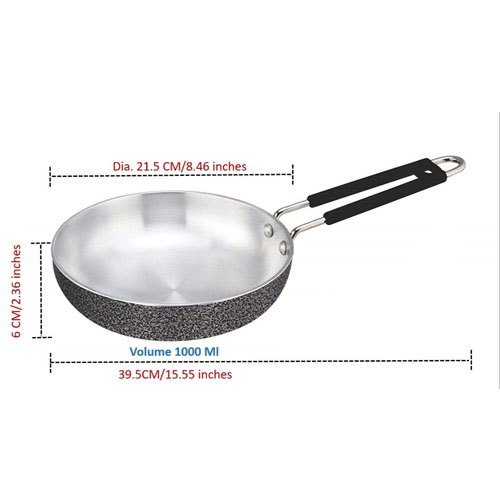 Looks Good Silver 1000 ml Aluminium Fry Pan, For Kitchen, Round