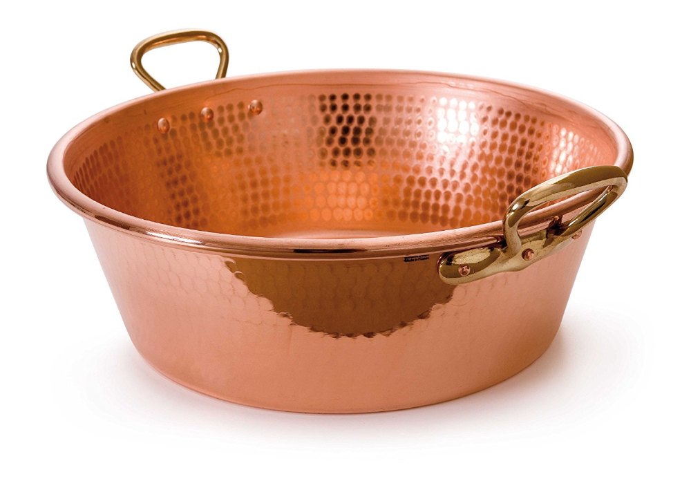 Brown Hammered Copper 15000 ML Jam Pan With Bronze Handles For Cookware