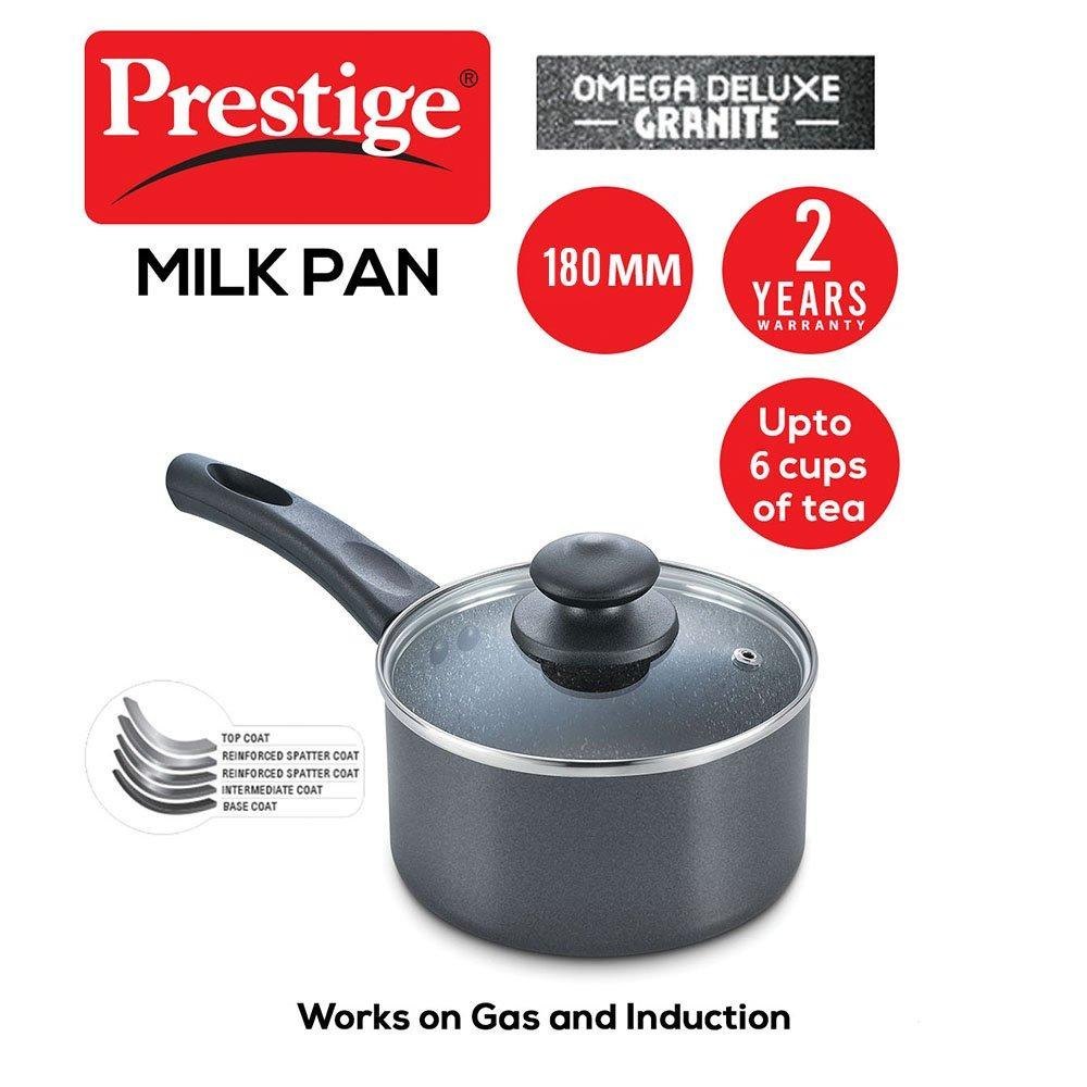 Prestige Black Omega Deluxe Granite Alumunium Non-stick Milk Pan, For Home