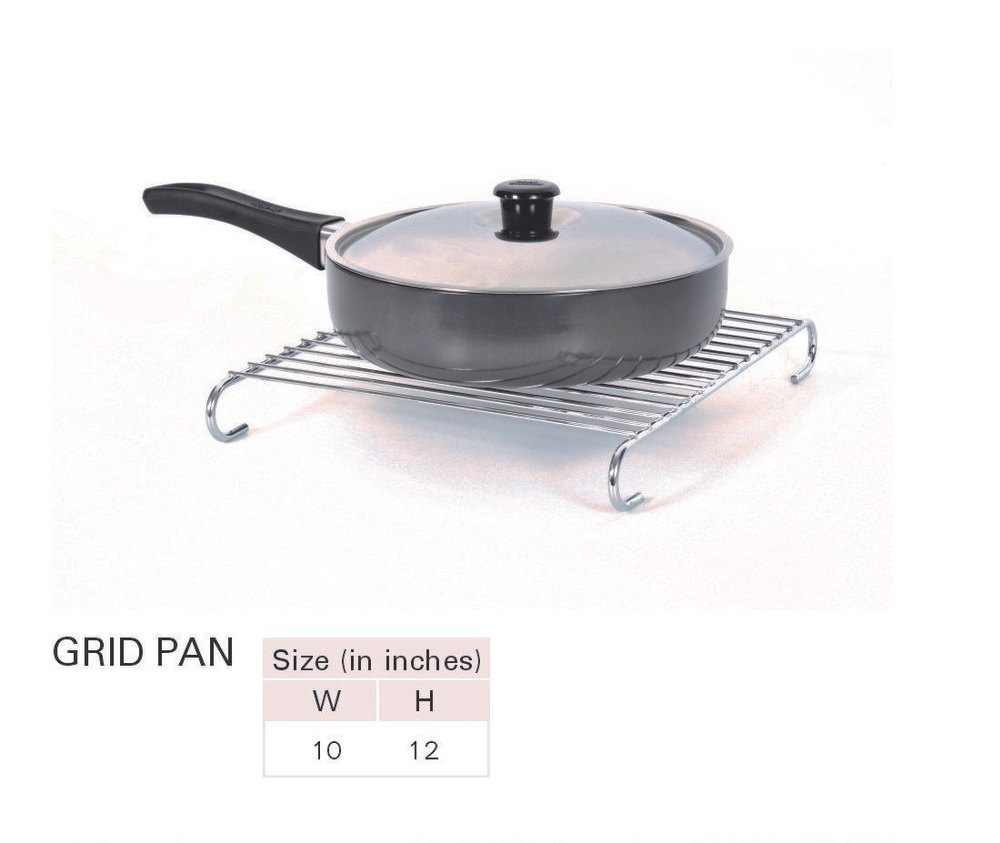 Silver Stainless Steel Grid Pan, Rectangular, for Kitchen, Restaurent