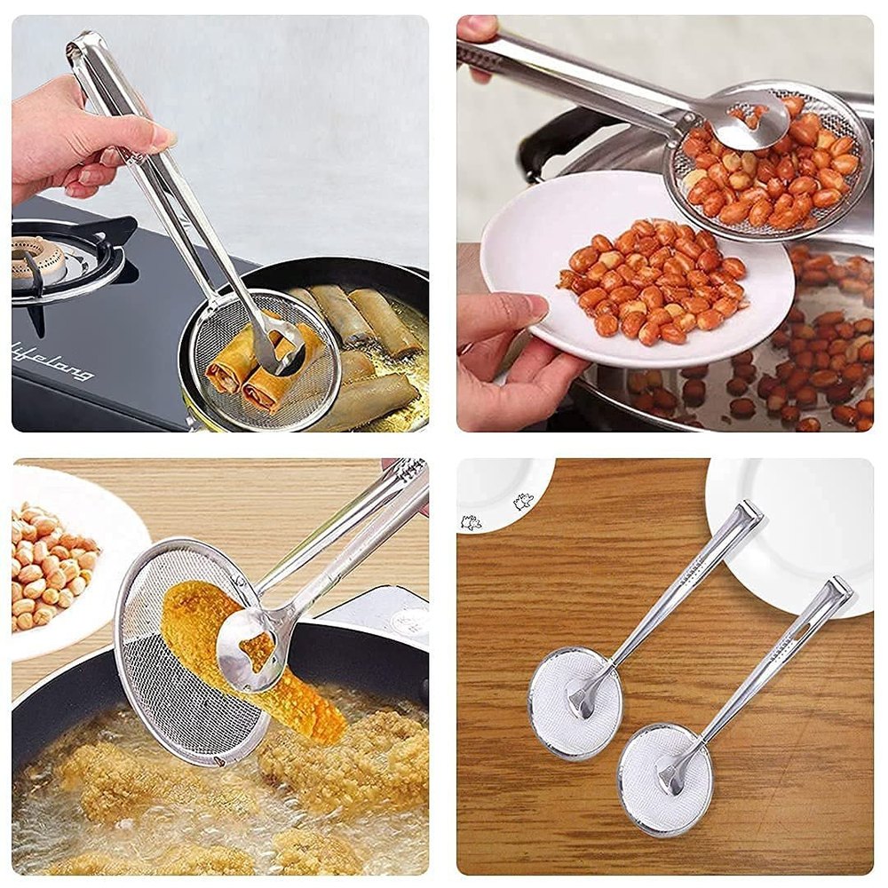 Silver Stainless Steel 2 In 1 Fry Spoon