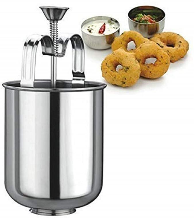 Silver Stainless Steel Mendu Wada Maker, Size: Medium