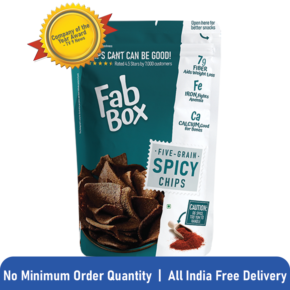 Fab Box Five Grain Spicy Chips, Packaging Size: 100 Grams