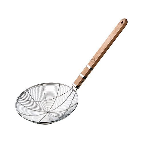 Silver Stainless Steel Wooden Handel SS Skimmer 16 CM, For Home & Kitchen Frying Food
