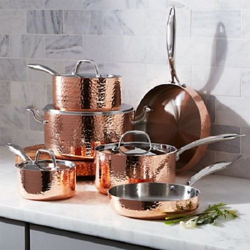 King International 5 Hammered Cookware, Pots and Pan Set Copper Surface For Home