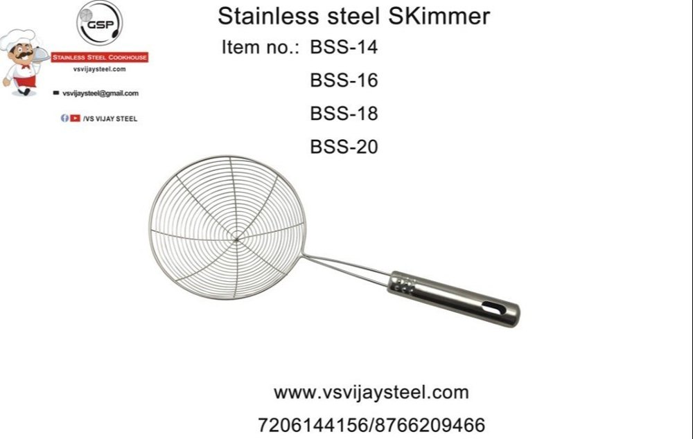 Silver Stainless Steel Mesh Skimmer, For Frying