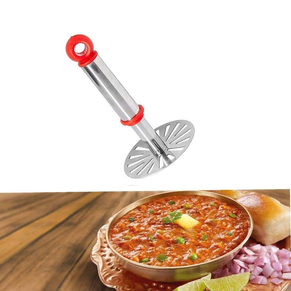 KR KITCHENWARE IND. Stainless Steel Potato Vegetable Pav Bhaji Masher, Round img