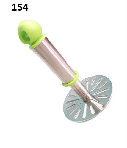 Silver Stainless Steel Multicolour Potato Vegetable Pav Bhaji Masher, For Kitchen, Round img