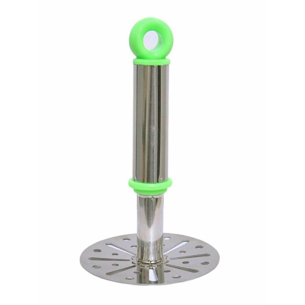 Green & Silver Stainless Steel Potato Masher