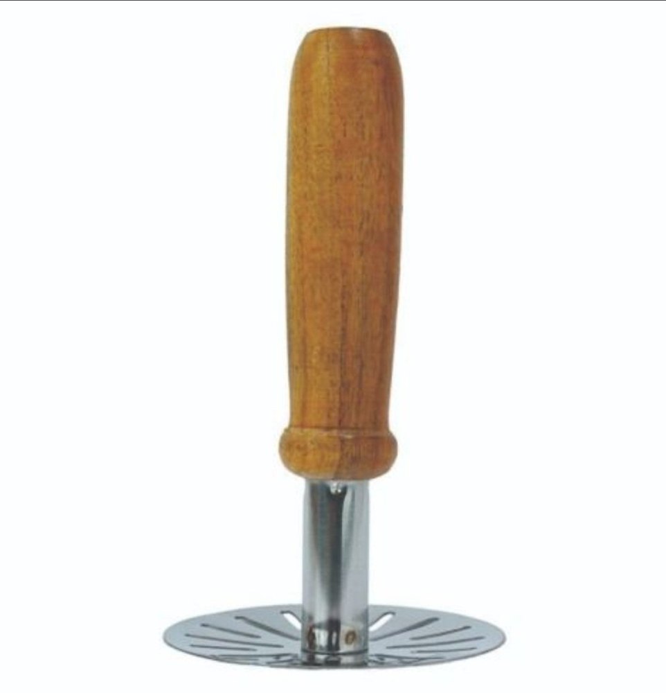 Silver Pav Bhaji Masher With Wooden Handle, For Kitchen, Size: 10 cm X17 cm X10 cm