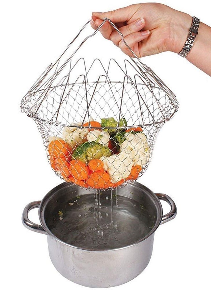 Chef Basket 12 In 1 Stainless Steel Kitchen Tool For Deep Frying, Boiling, Cooking