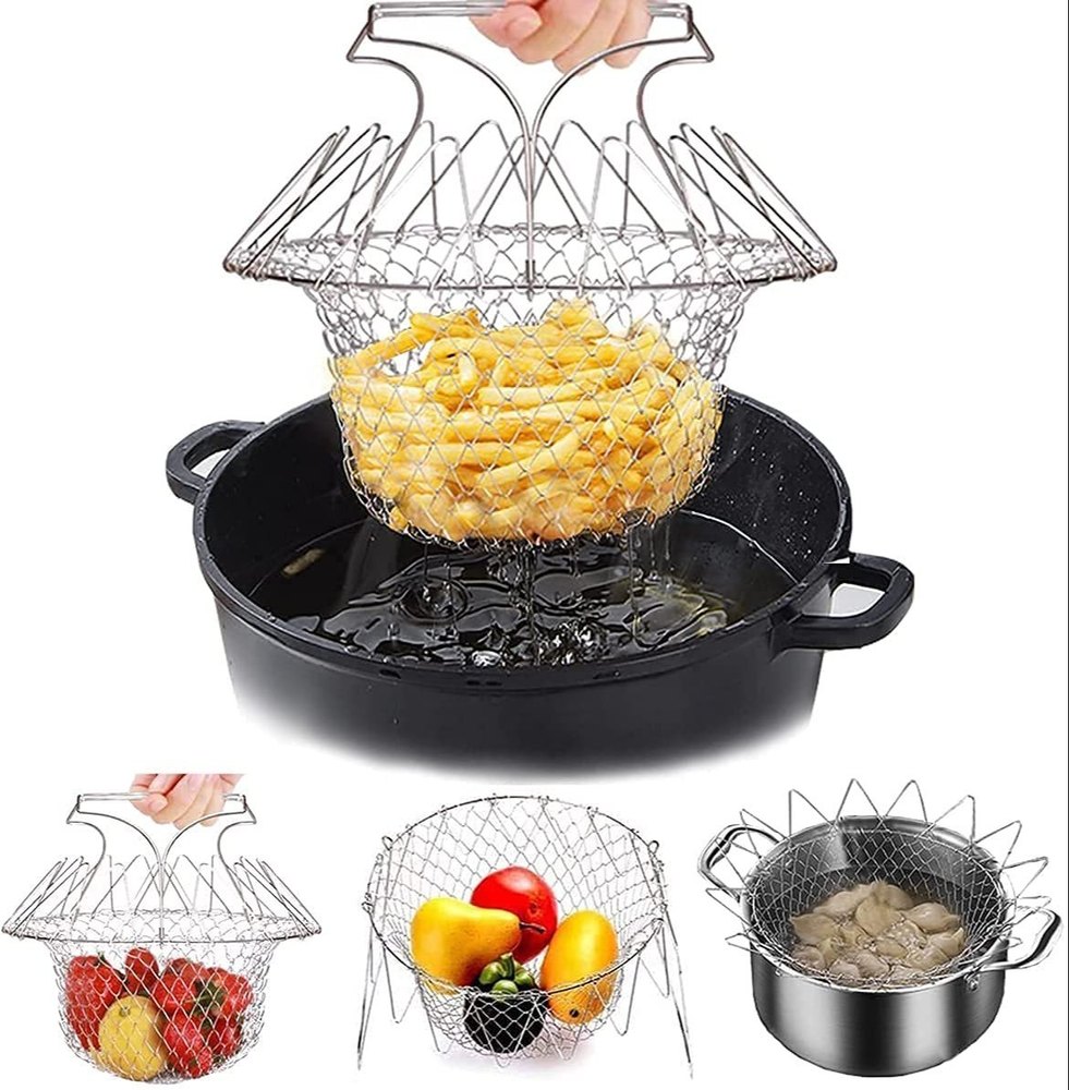 Stainless Steel Chef Basket, Size: Medium, Size/Dimension: 40x25x17 cm